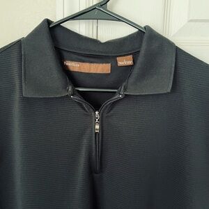 Perry Ellis Jet Back Quarter-Zip Polo Shirt